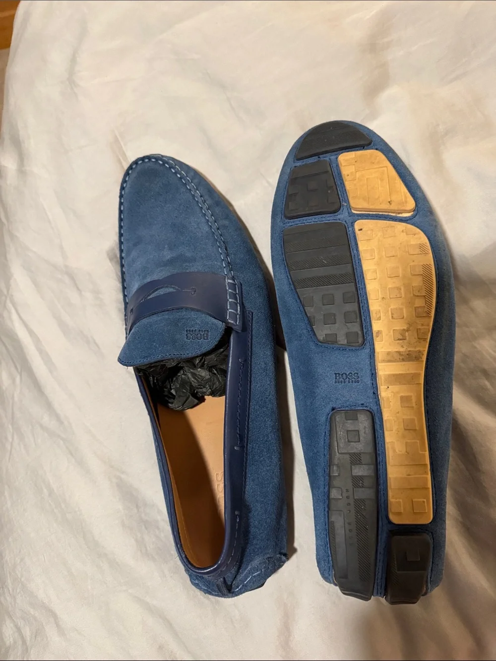 Boss Blue Suede Penny Loafers